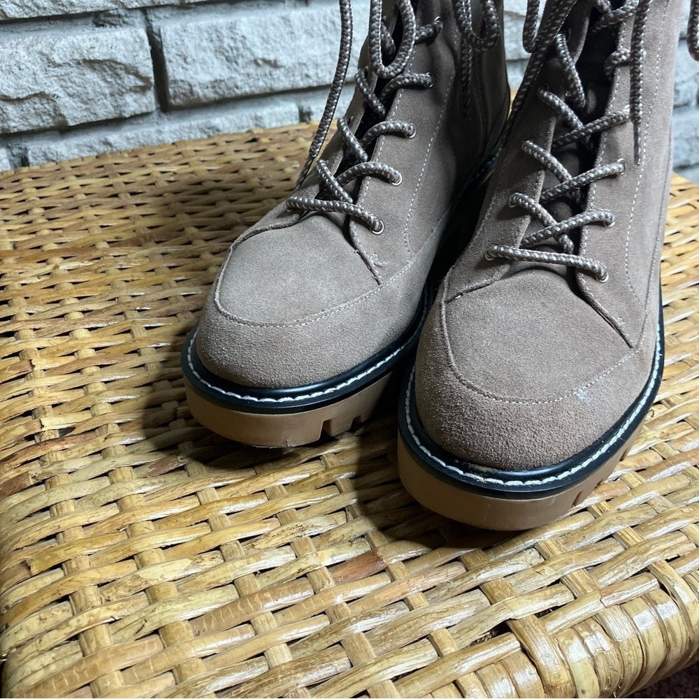 Violet & Red Alexa Suede Lace Up Bootie Brown - Picture 3 of 9